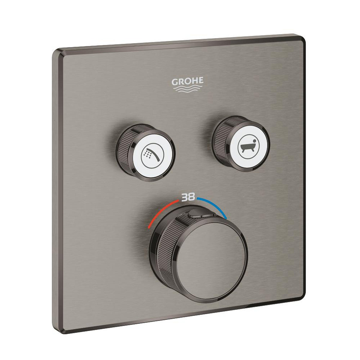 Grohe Grohtherm SmartControl Akış Kontrollü Ankastre Termostatik Banyo Bataryası (2 Yollu, Sıva Üstü Grubu), Fırçalı Sert Grafit - Ürün Görseli