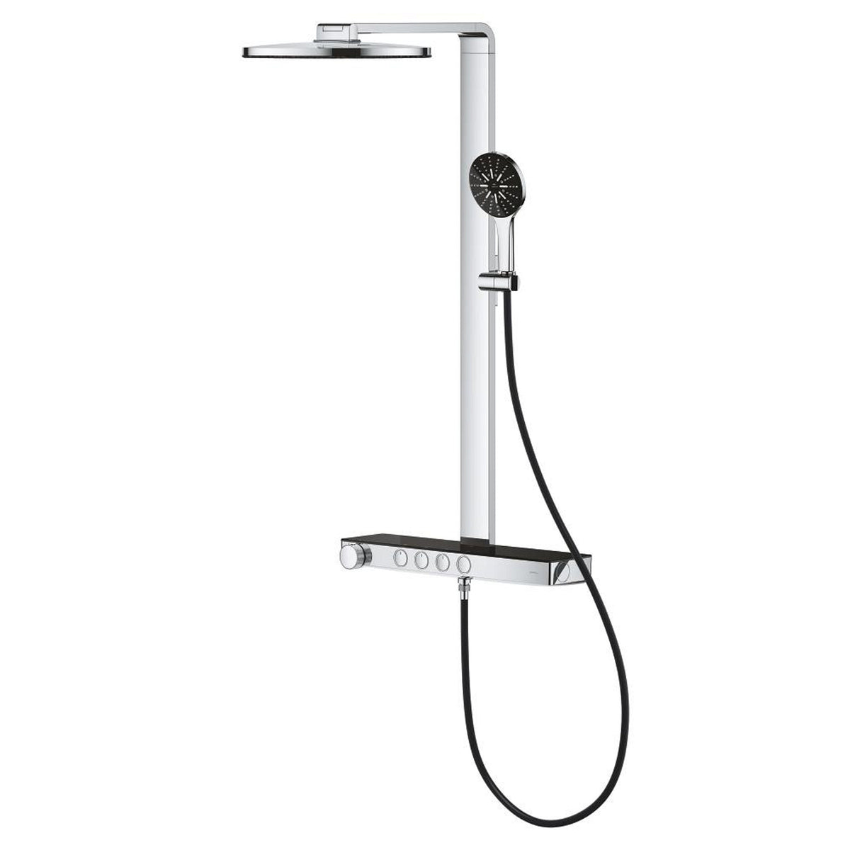 Grohe Rainshower Aqua Pure SmartControl Duş Sistemi, Duvara Monte, Termostatik Bataryalı Duş Kolonu, Siyah-Krom - Ürün Görseli
