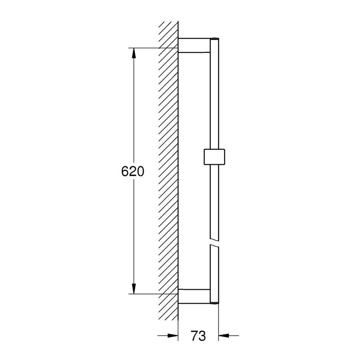 Grohe Euphoria Cube Duş Sürgüsü, 600 mm - Teknik Çizim