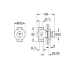 Grohe Euroeco Cosmopolitan T Zaman Ayarlı Ankastre Duş Valfi - Teknik Çizim