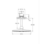 Grohe Rainshower SmartActive 310 Tepe Duşu Seti, 31 cm, Parlak Bakır - Teknik Çizim
