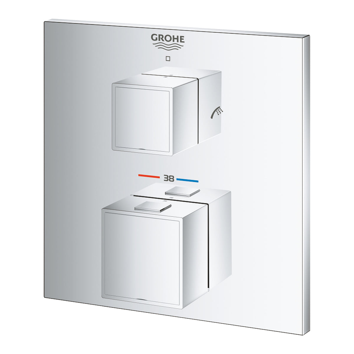 Grohe Grohtherm Cube Çift Yönlü Termostatik Ankastre Banyo Bataryası (2 Yollu, Sıva Üstü Grubu) - Ürün Görseli