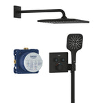 Grohe Grohtherm SmartControl Rainshower Mono 310 Cube Ankastre Termostatik Banyo/Duş Bataryası, Tepe ve El Duşu Seti, Hayalet Siyah - Ürün Görseli