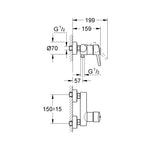 Grohe Concetto Duş Bataryası - Teknik Çizim