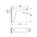 Grohe Euroeco Cosmopolitan E Duvardan Ankastre Fotoselli Lavabo Bataryası ( Tek Su Girişli, Pilli) - Teknik Çizim