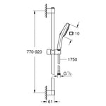 Grohe Tempesta Cube 110 Sürgülü Duş Seti, 3 Akışlı - Teknik Çizim