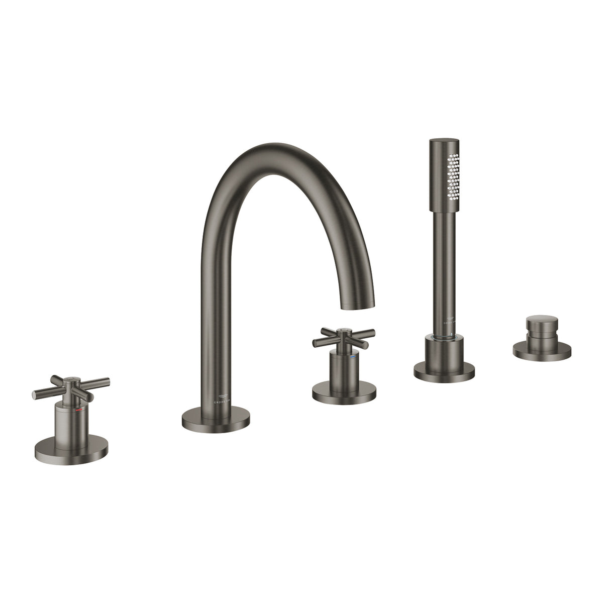 Grohe Atrio 5 Delikli Ankastre Küvet Bataryası (Sıva Üstü Grubu), Fırçalı Sert Grafit - Ürün Görseli
