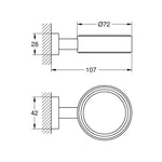 Grohe Essentials Cube Tutamak (Sabunluk Fırçalık), Paslanmaz Çelik - Teknik Çizim