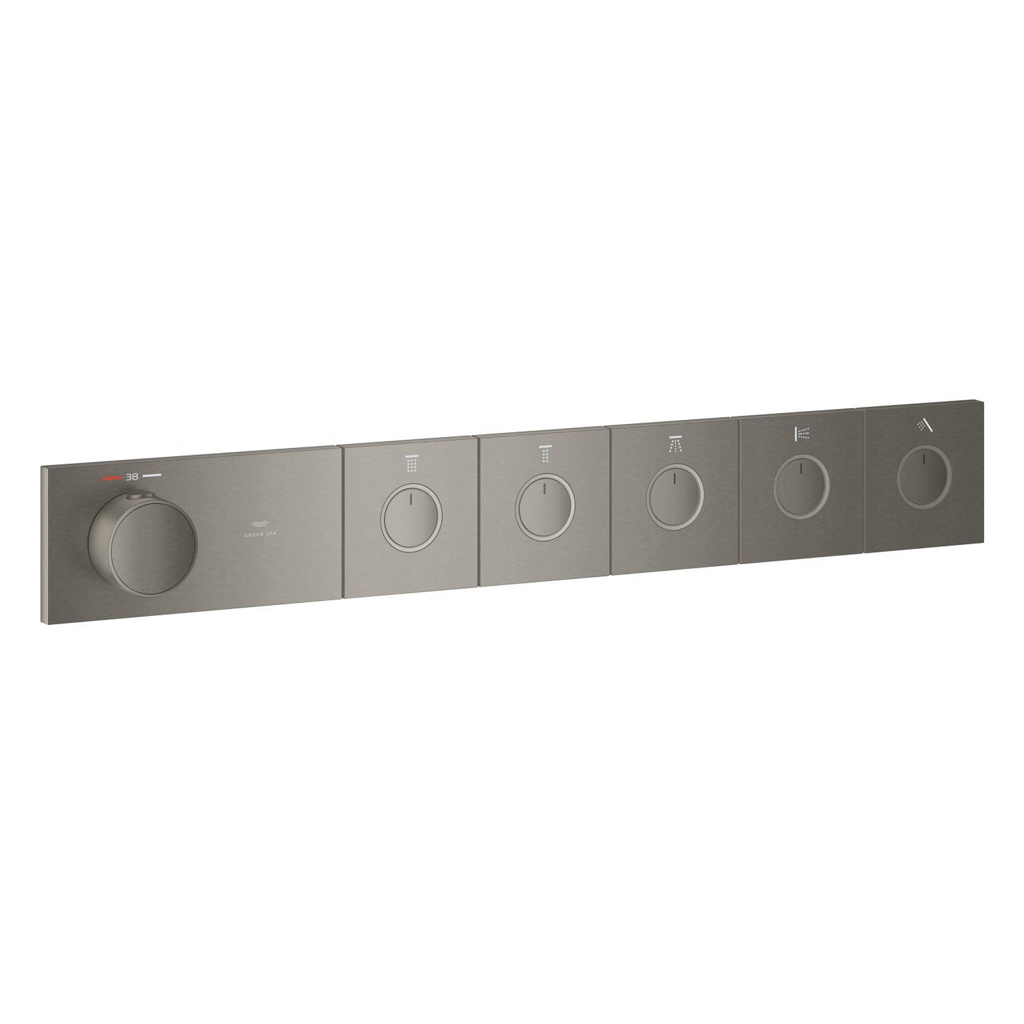 Grohe Grohtherm Aqua Tiles SmartControl Termostatik Ankastre Banyo Bataryası, 5 Çıkışlı, Fırçalı Sert Grafit (Sıva Üstü Grubu) - Ürün Görseli