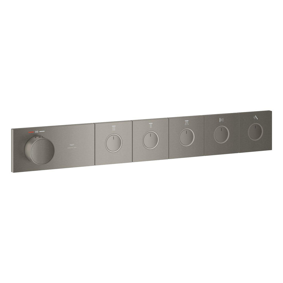 Grohe Grohtherm Aqua Tiles SmartControl Termostatik Ankastre Banyo Bataryası, 5 Çıkışlı, Fırçalı Sert Grafit (Sıva Üstü Grubu) - Ürün Görseli