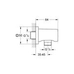 Grohe Rainshower Duş Cıkış Dirseği (Kare Rozet) - Teknik Çizim