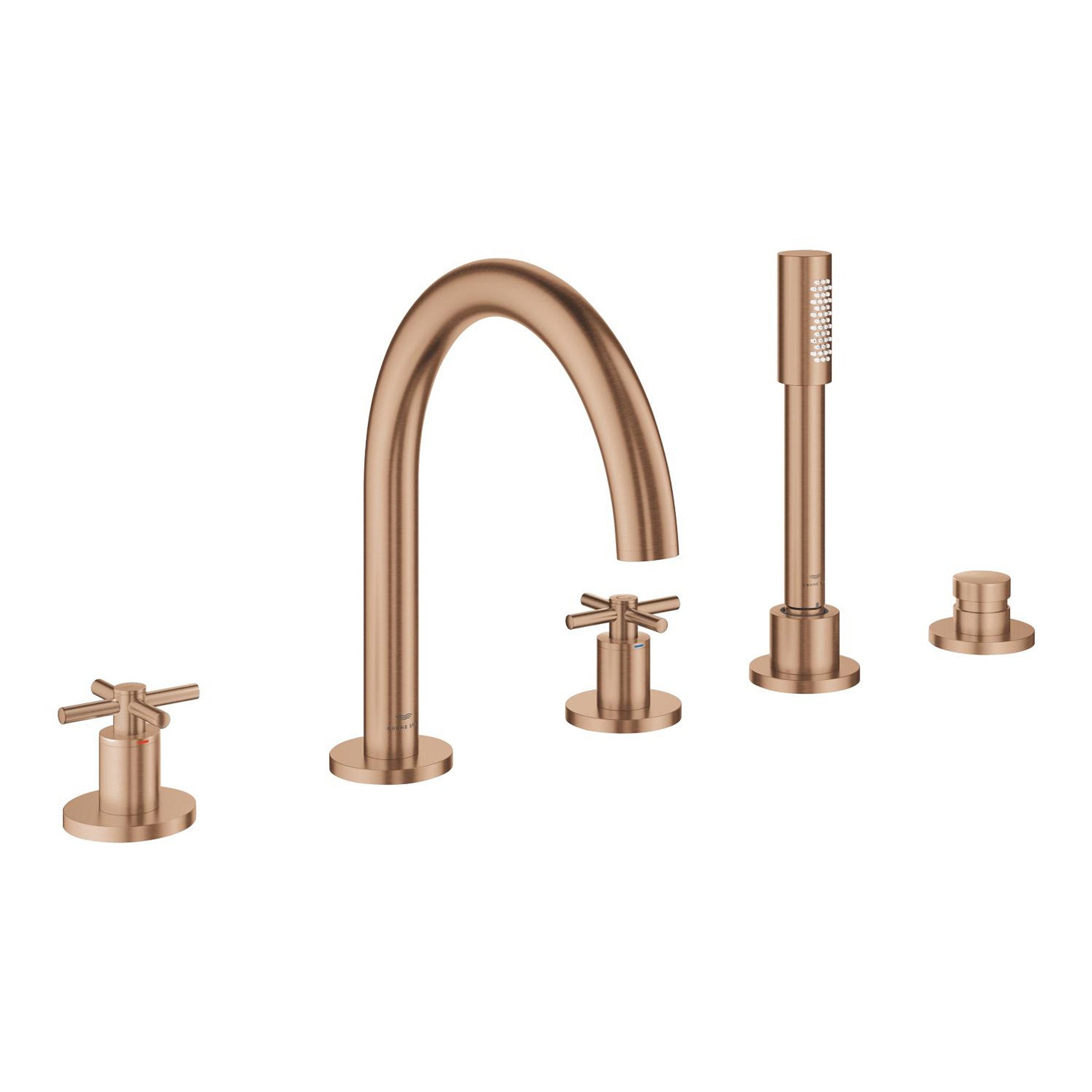Grohe Atrio 5 Delikli Ankastre Küvet Bataryası (Sıva Üstü Grubu), Fırçalı Bakır - Ürün Görseli