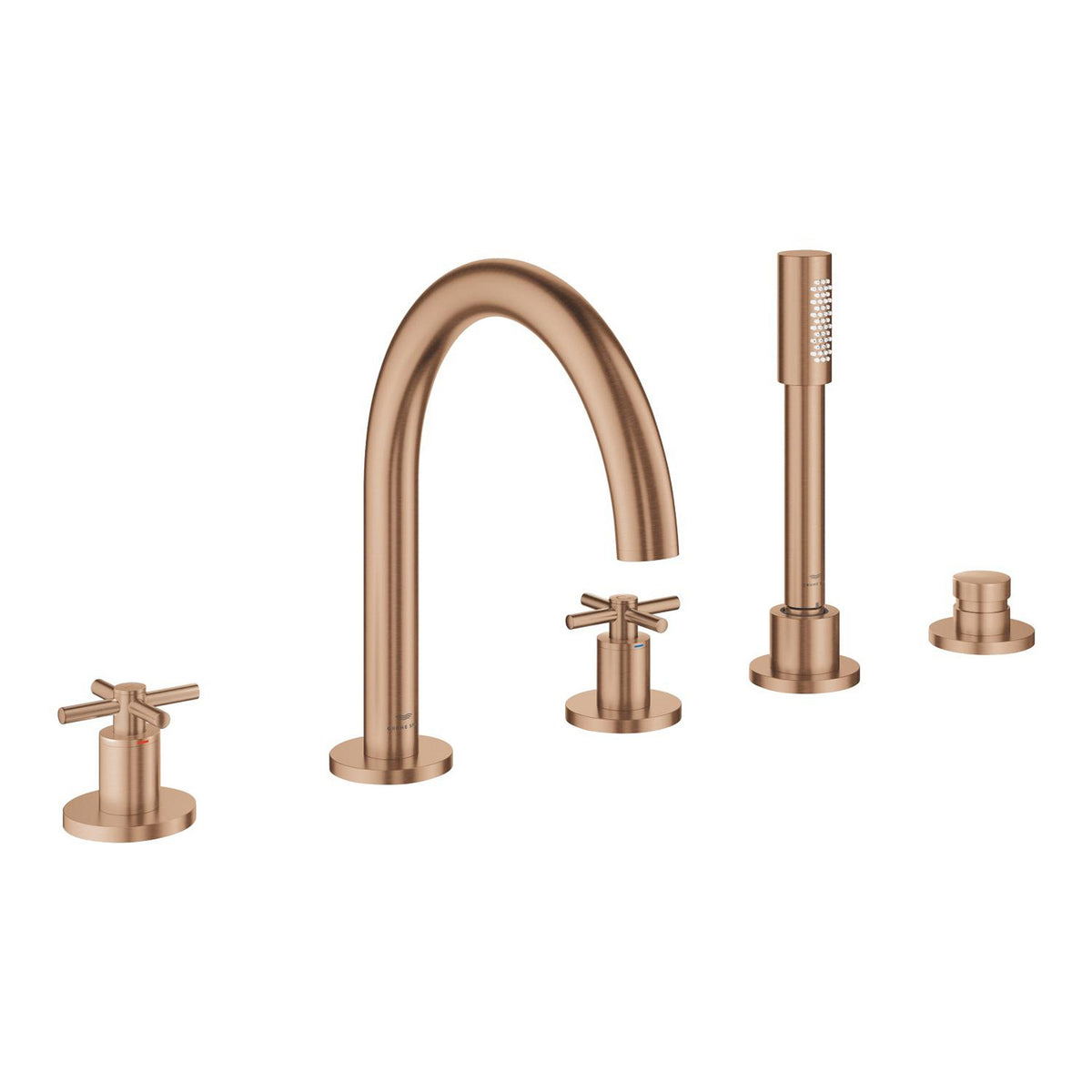 Grohe Atrio 5 Delikli Ankastre Küvet Bataryası (Sıva Üstü Grubu), Fırçalı Bakır - Ürün Görseli