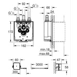 Grohe Eurosmart Comospolitan E Termostatik Ankastre Duş Bataryası İç Gövde - Teknik Çizim