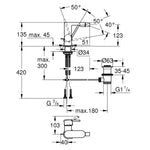 Grohe Plus Sifon Kumandalı Bide Bataryası - Teknik Çizim