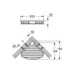 Grohe BauCosmopolitan Metal Köşe Süngerlik, Büyük - Teknik Çizim