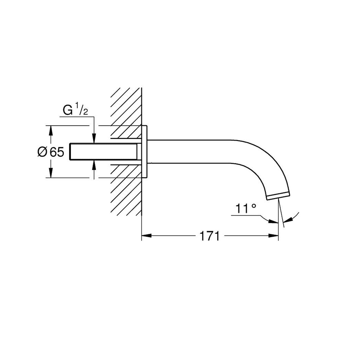 Grohe Atrio Çıkış Ucu, Bakır - Teknik Çizim