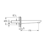 Grohe Lineare Çıkış Ucu, Fırçalı Sert Grafit - Teknik Çizim