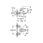Grohe BauFlow Banyo Bataryası - Teknik Çizim