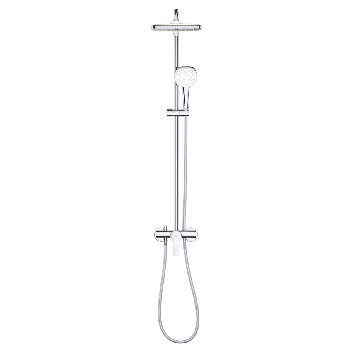 Grohe Tempesta System 250 Cube Kare Tepe Duşlu Duvara Monte Duş Bataryalı Duş Kolonu, Krom-Beyaz - Ürün Görseli