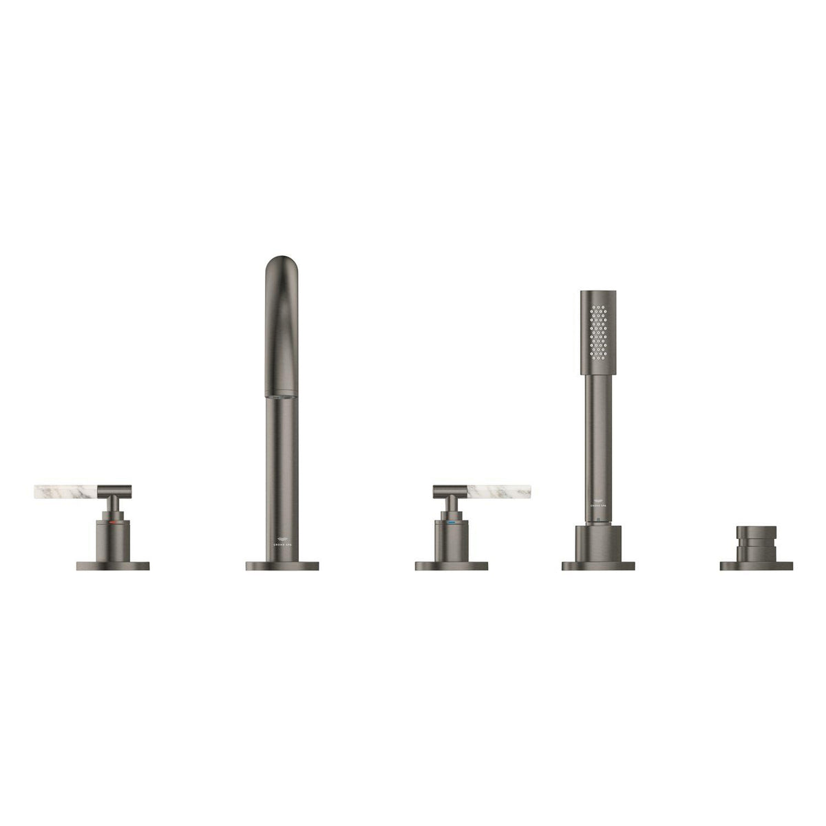 Grohe Atrio Private Collection 5 Delikli Ankastre Küvet Bataryası (Sıva Üstü Grubu), Fırçalı Sert Grafit - Ürün Görseli