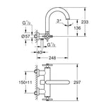 Grohe Atrio Banyo Bataryası, Bakır - Teknik Çizim