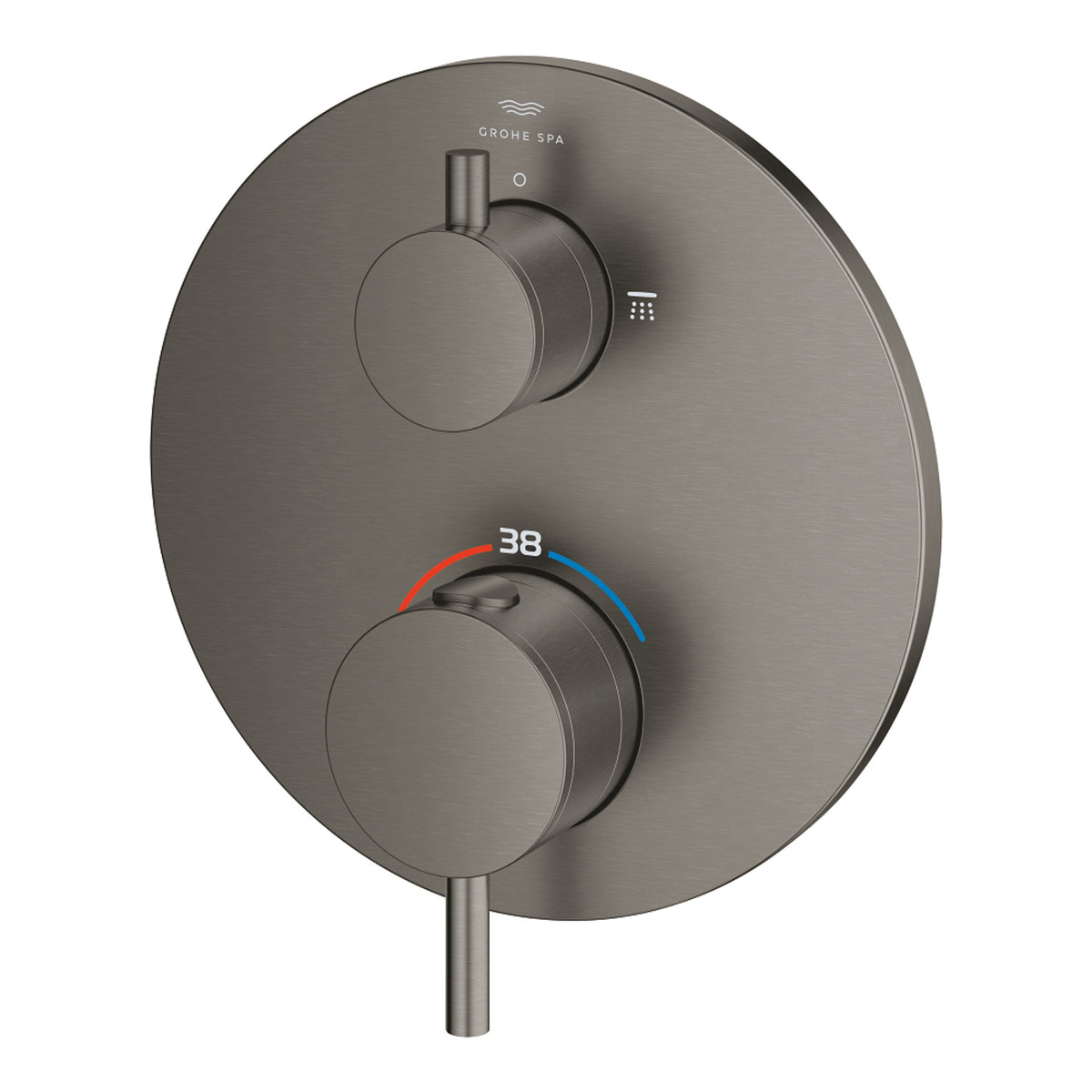 Grohe Atrio Termostatik Banyo/Duş Bataryası (Sıva Üstü Grubu), 2 Yollu, Fırçalı Sert Grafit - Ürün Görseli