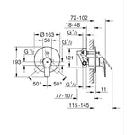 Grohe Eurosmart Ankastre Banyo Bataryası - Teknik Çizim