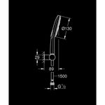 Grohe RainShower SmartActive 130 El Duşu, 3 Akışlı - Teknik Çizim