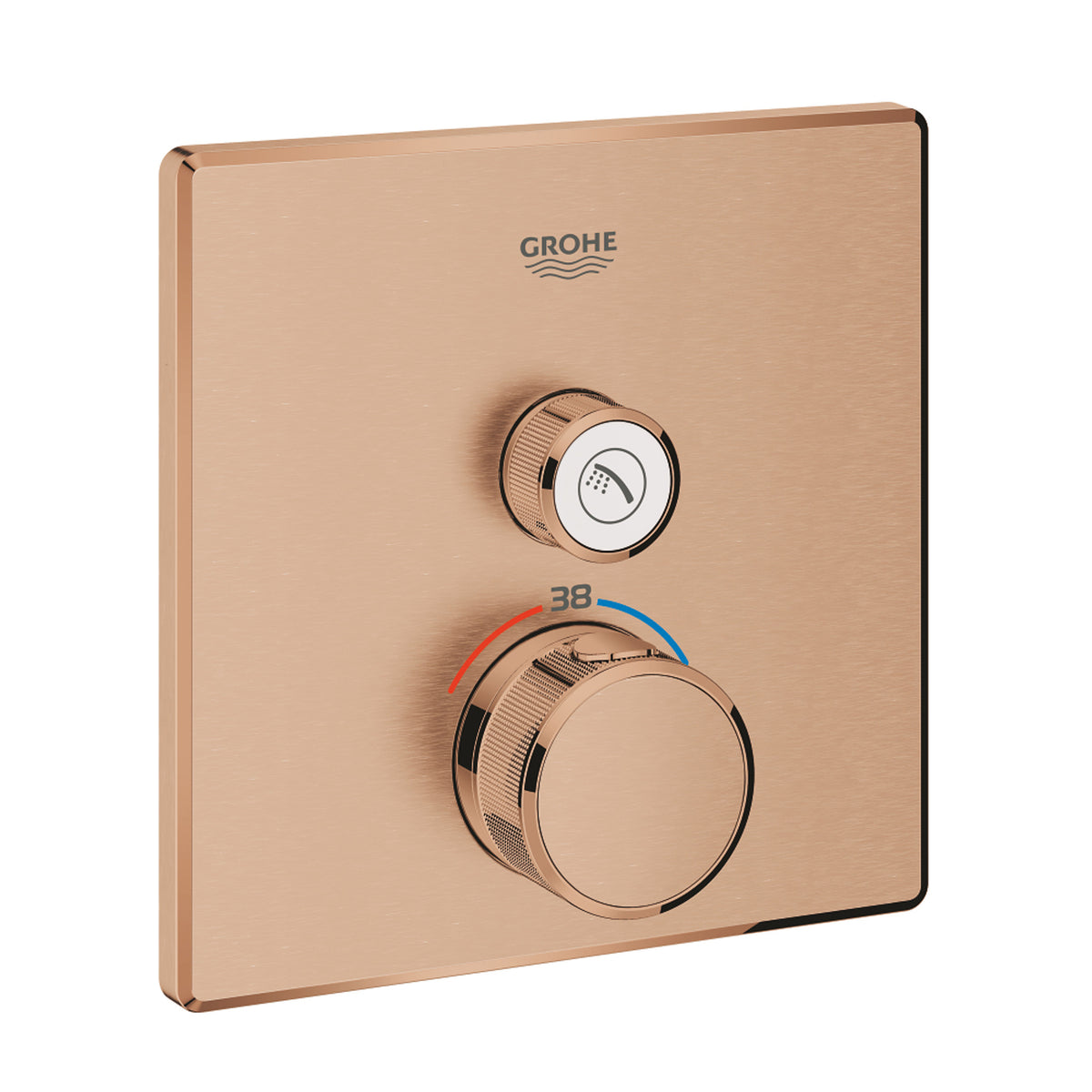 Grohe Grohtherm SmartControl Akış Kontrollü Ankastre Termostatik Duş Bataryası (Tek Yollu, Sıva Üstü Grubu), Fırçalı Bakır - Ürün Görseli