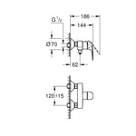 Grohe Euroeco Duş Bataryası - Teknik Çizim