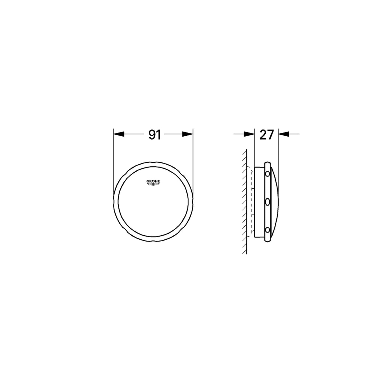 Grohe Talento Küvet Tropleni (Gider ve Taşma Seti) - Teknik Çizim