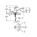 Grohe Eurocosmo Döner Borulu Eviye Bataryası - Teknik Çizim