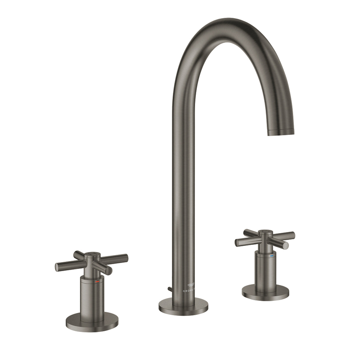 Grohe Atrio 3 Delikli Ankastre Lavabo Bataryası (4 Çubuklu Volan) L-Boy, Fırçalı Sert Grafit - Ürün Görseli