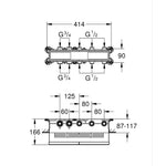 Grohe Grohtherm Aqua Tiles SmartControl Termostatik Ankastre Banyo Bataryası, 3 Çıkışlı (Sıva Altı Grubu) - Teknik Çizim