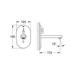 Grohe Eurosmart Cosmopolitan Ankastre Fotoselli Lavabo Bataryası, Çift Su Girişli (Sıva Üstü Grubu) - Teknik Çizim