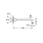 Grohe Rainshower Grandera Tepe Duşu Dirseği, 285 mm, Krom-Altın - Teknik Çizim