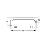 Grohe Rainshower Tepe Duşu Dirseği, 340 mm - Teknik Çizim