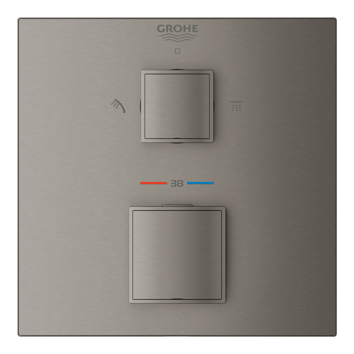 Grohe Grohtherm Cube Ankastre Termostatik Banyo Bataryası (2 Yollu, Sıva Üstü Grubu), Fırçalı Sert Grafit - Ürün Görseli