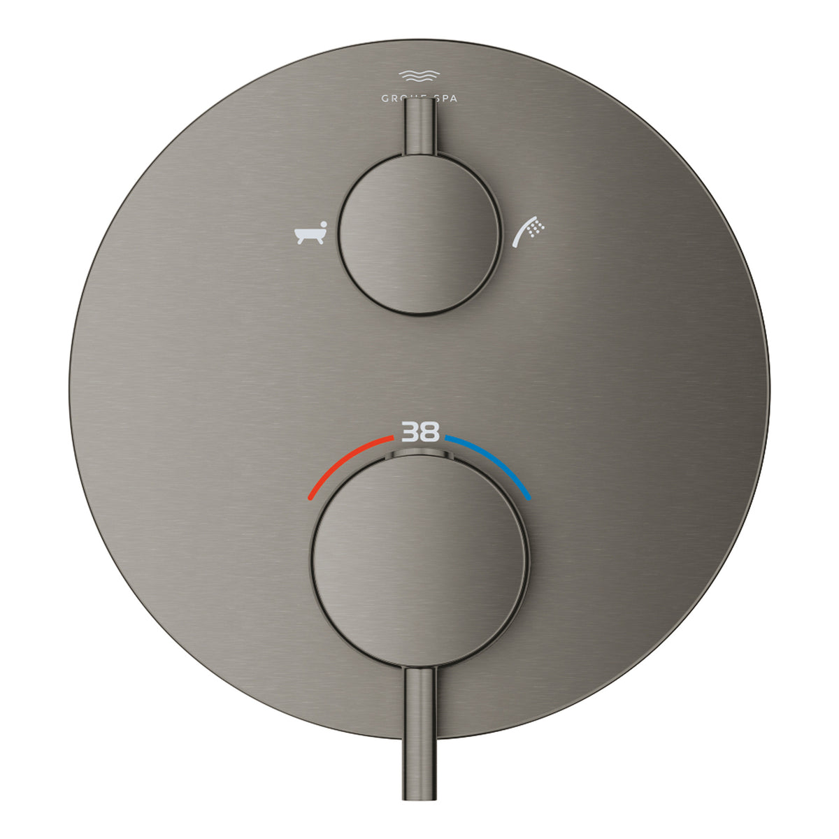 Grohe Atrio Termostatik Banyo/Duş Bataryası (Sıva Üstü Grubu), 2 Yollu, Fırçalı Sert Grafit - Ürün Görseli
