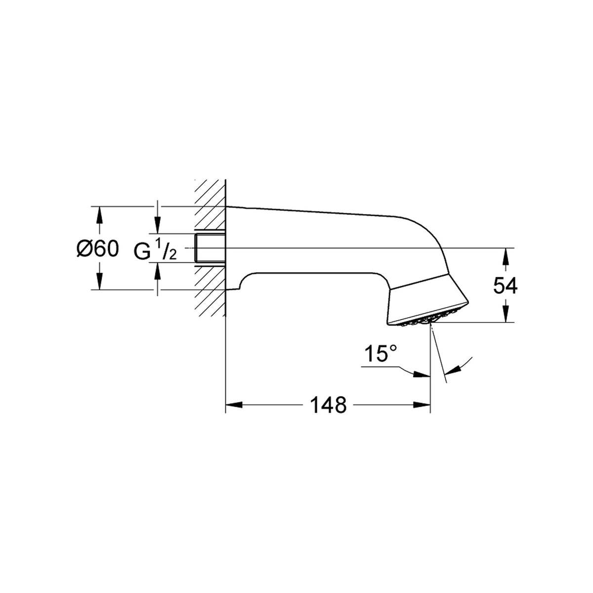 Grohe Relexa Sport Duşu 1 Akışlı - Teknik Çizim