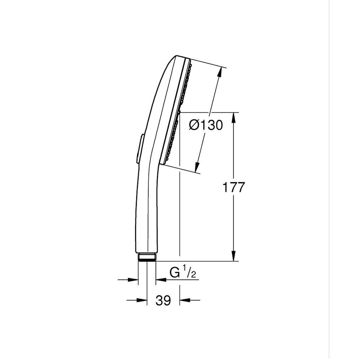 Grohe RainShower Aqua El Duşu, 3 Akışlı - Teknik Çizim