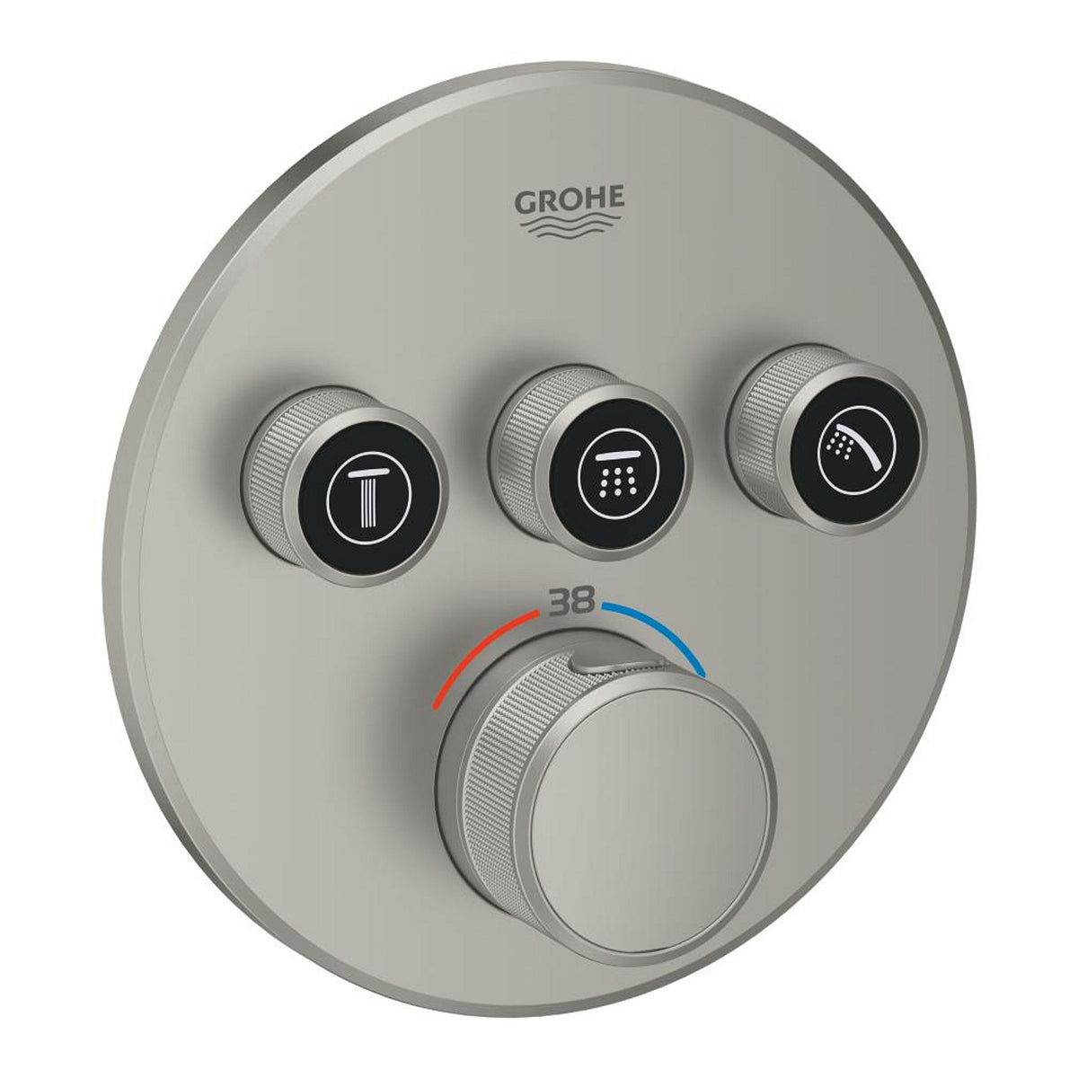 Grohe Grohtherm SmartControl Ankastre Termostatik Banyo/Duş Bataryası (Sıva Üstü Grubu), 3 Yollu, Saten Çelik - Ürün Görseli