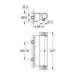 Grohe Grohtherm 2000 Termostatik Duş Bataryası - Teknik Çizim