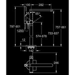 Grohe Plus Yerden Küvet Bataryası (Sıva Üstü Grubu), Paslanmaz Çelik - Teknik Çizim