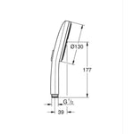 Grohe RainShower Aqua El Duşu, 3 Akışlı, Siyah-Krom - Teknik Çizim