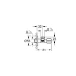 Grohe Ara Musluk (1/2 giriş, 1/2 çıkışlı) - Teknik Çizim