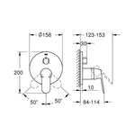 Grohe Eurocosmo Ankastre Banyo Bataryası, 3 Yollu (Sıva Üstü Grubu) - Teknik Çizim