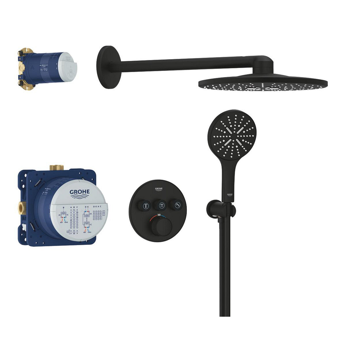 Grohe Grohtherm SmartControl Rainshower SmartActive 310 Ankastre Termostatik Duş Seti, Hayalet Siyah - Ürün Görseli