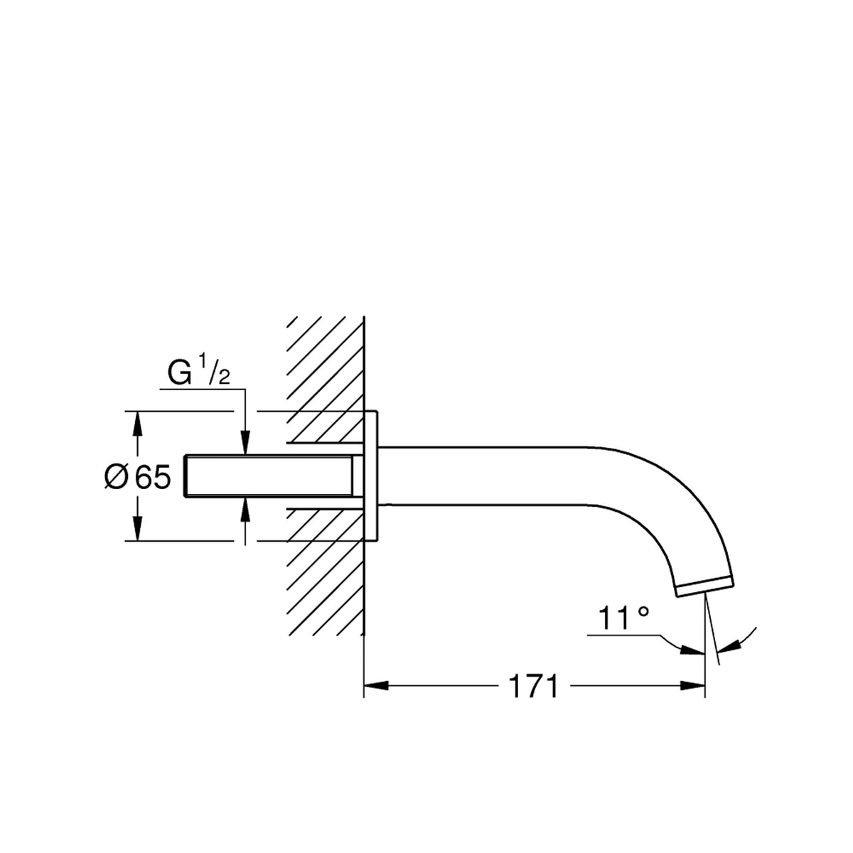 Grohe Atrio Çıkış Ucu, Fırçalı Altın - Teknik Çizim